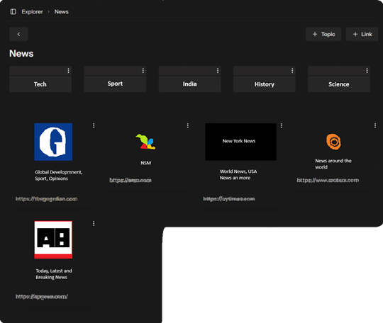 Save links in the dashboard